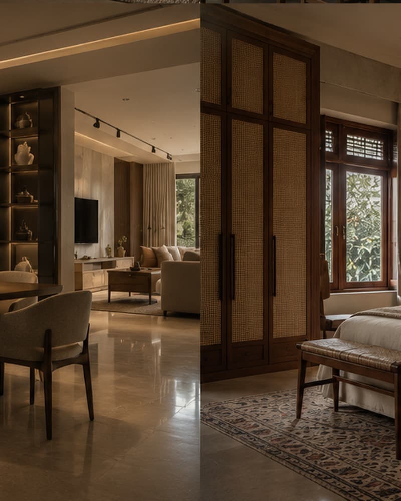 Completed interior with coordinated materials, detailing and finishes